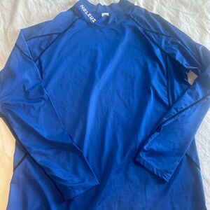Men’s Long Sleeve Blue Rash Guard Swim Shirt.